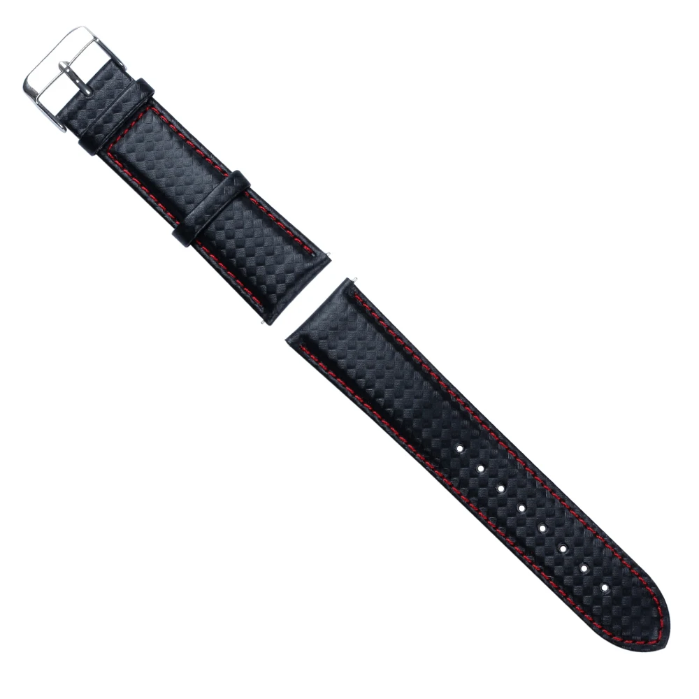 Free Quick Release Top Grain Leather Watch Band Strap carbon fiber leather strap