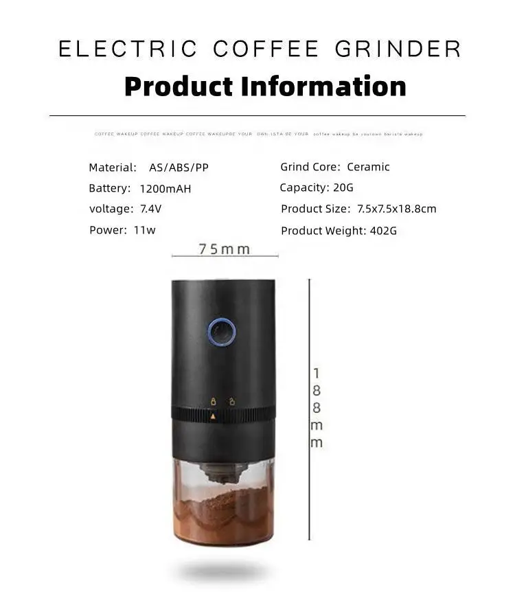 High Quality New Portable Electric Grinder Home Portable Wireless Coffee Bean Grinder