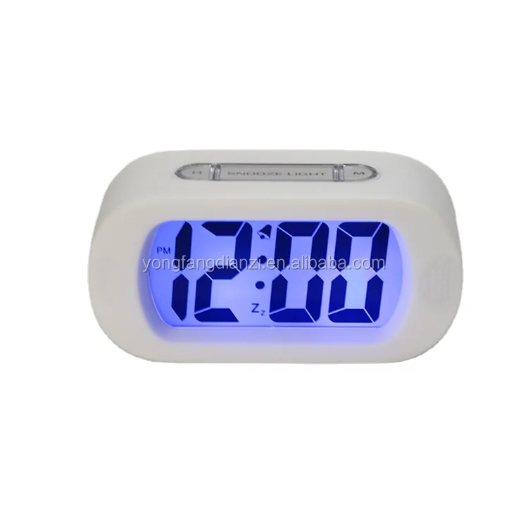 Digital Silent LCD Large Screen Desk Bedside Alarm Clock with Snooze Light Function Batteries Powered