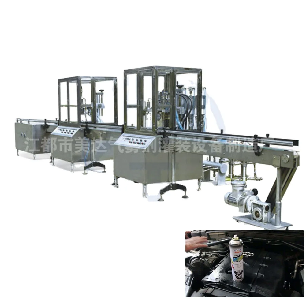 Full Automatic Aerosol Car Care Spray Can Filling Machine for Lubricate Spray