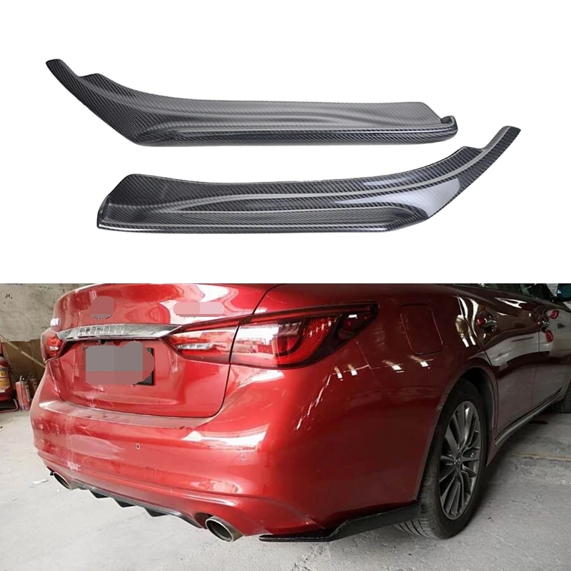 Carbon Fiber Rear Bumper Lip Diffuser Splitters For Infiniti Q50 2014 - 2017 Carbon Fiber Rear Bumper Diffuser Side Splitter