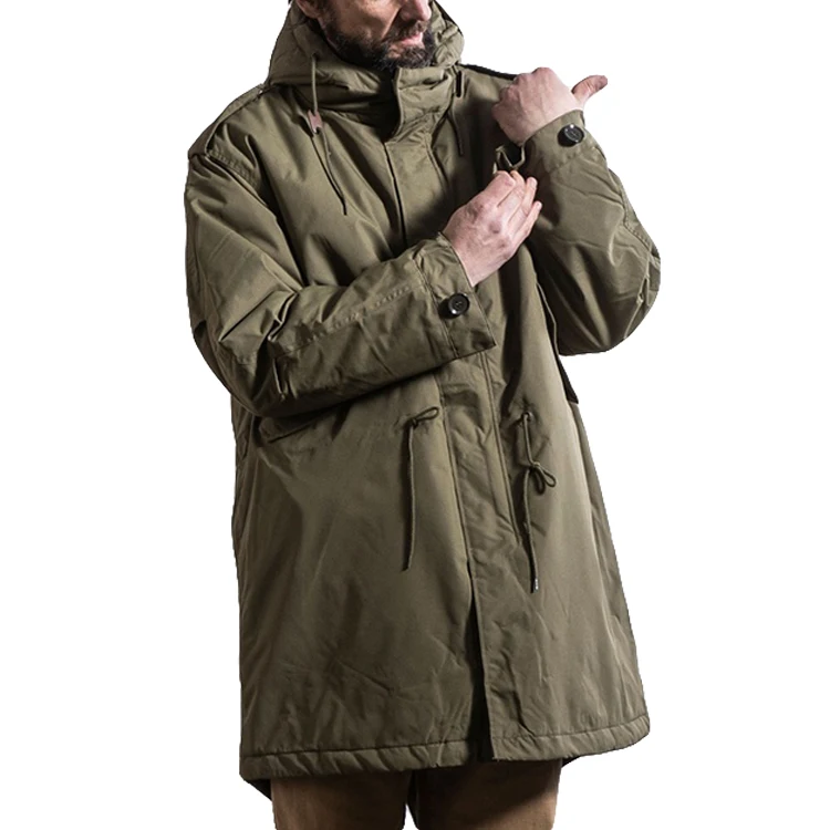 Hooded Fleece Heavy Coat Large Size Cotton Medium Length Denim Washed Jacket For Men