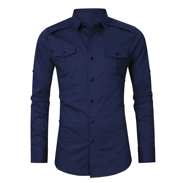 Modern fashion military shirts for men double pocket shirts for men long and short sleeve shirts for men 100% cotton