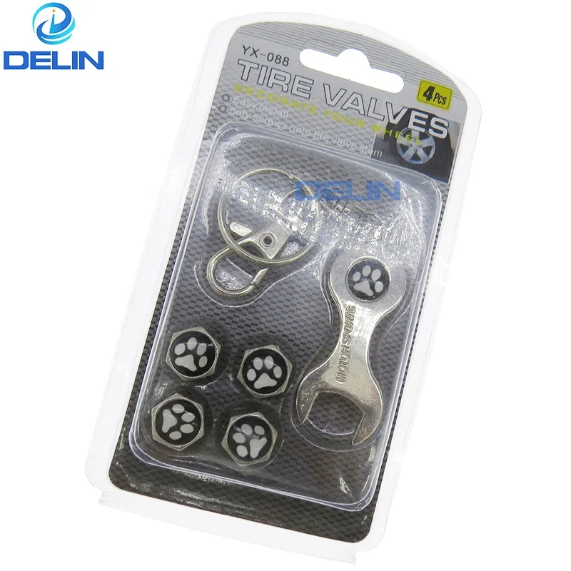 Universal Stem Covers for Cars SUVs with wrench keychain custom car logo key chain tire valve stem caps