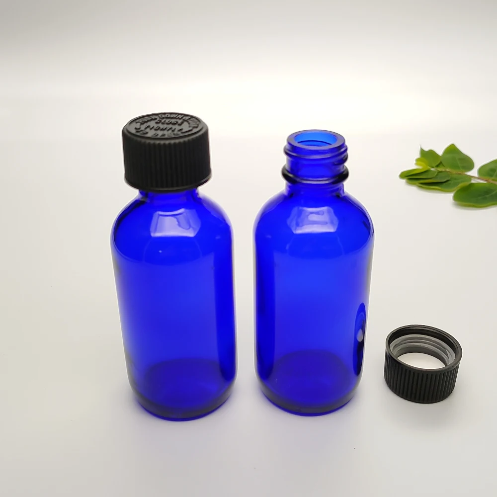 Hot Sale 480ml 16oz Boston Round Bottle Cobalt Blue Glass Bottle