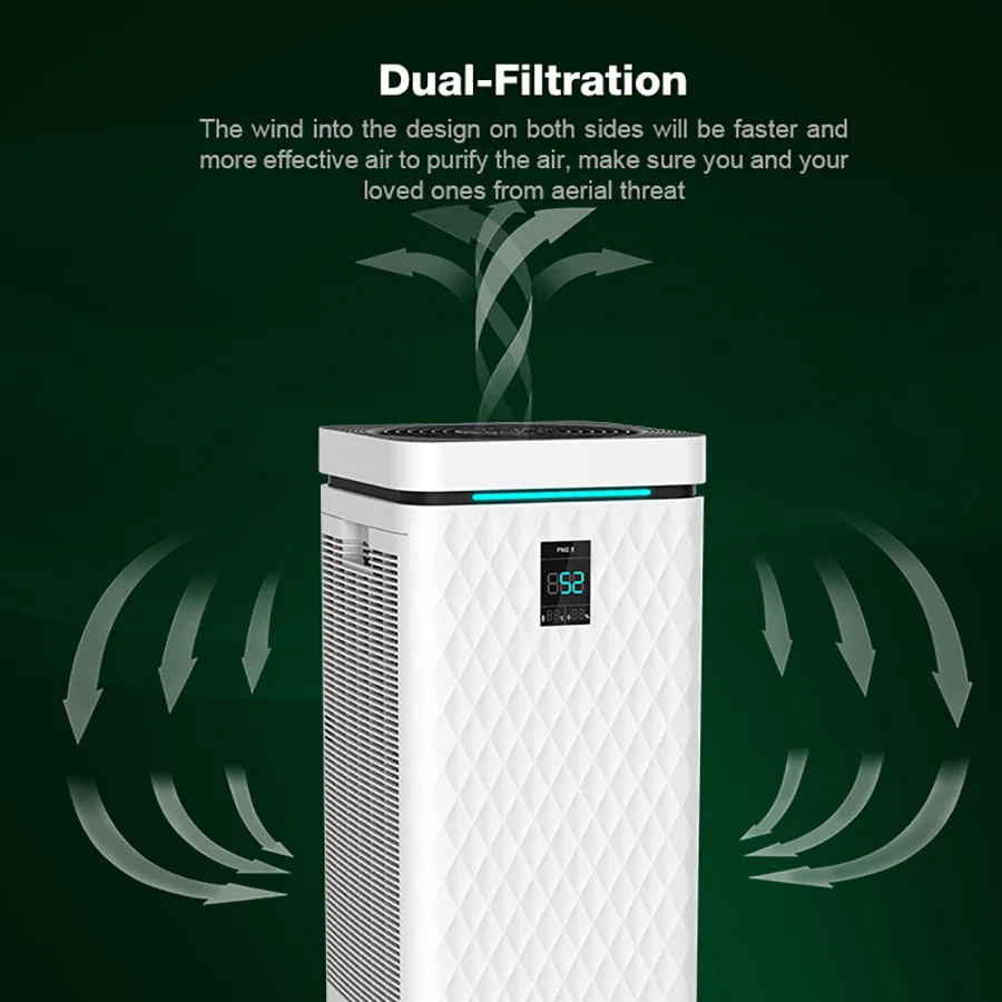 HOKO smart home Remove Bacteria negative ions air purifier with hepa filter