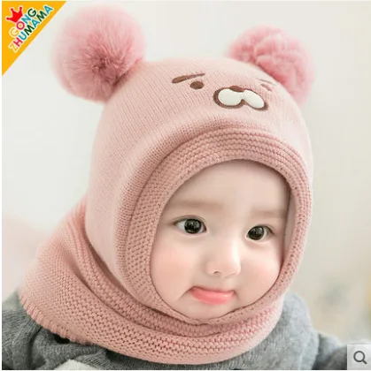 Baby warm Hat Autumn Winter Boys Girls fleece Baby ear protection Windproof soft knitted hat