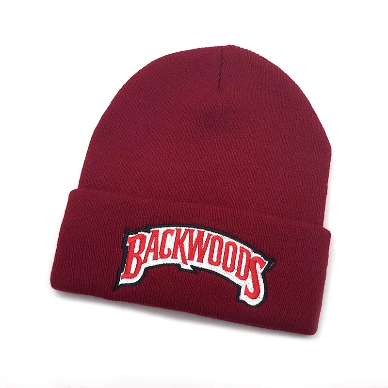 
2021 New Fashion Hip Hop Backwoods Knitting Black White Winter Beanie Hat For Men And Women 