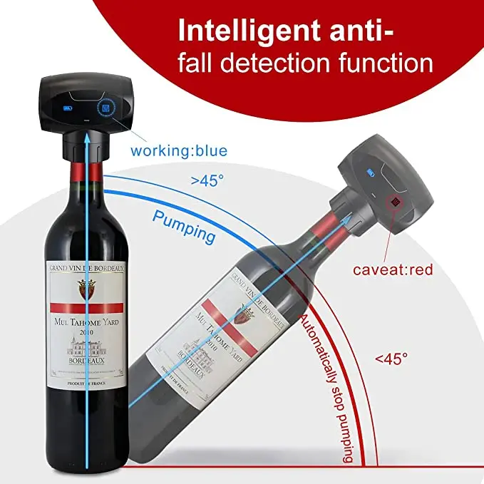 Gift for Wine Lover Automatic Vacuum Pump Electric Stopper Reusable Wine Bottle Cork Saver Plug Silicone Stoppers