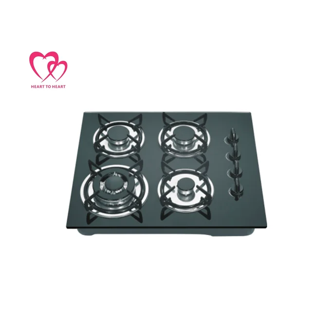 Hot Sale Black Tempered Glass panel 4 Burner Gas Cooker