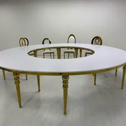 Wholesale italian luxury modern marble centre de table wedding gold stainless steel weddings dinning tables sets centerpieces