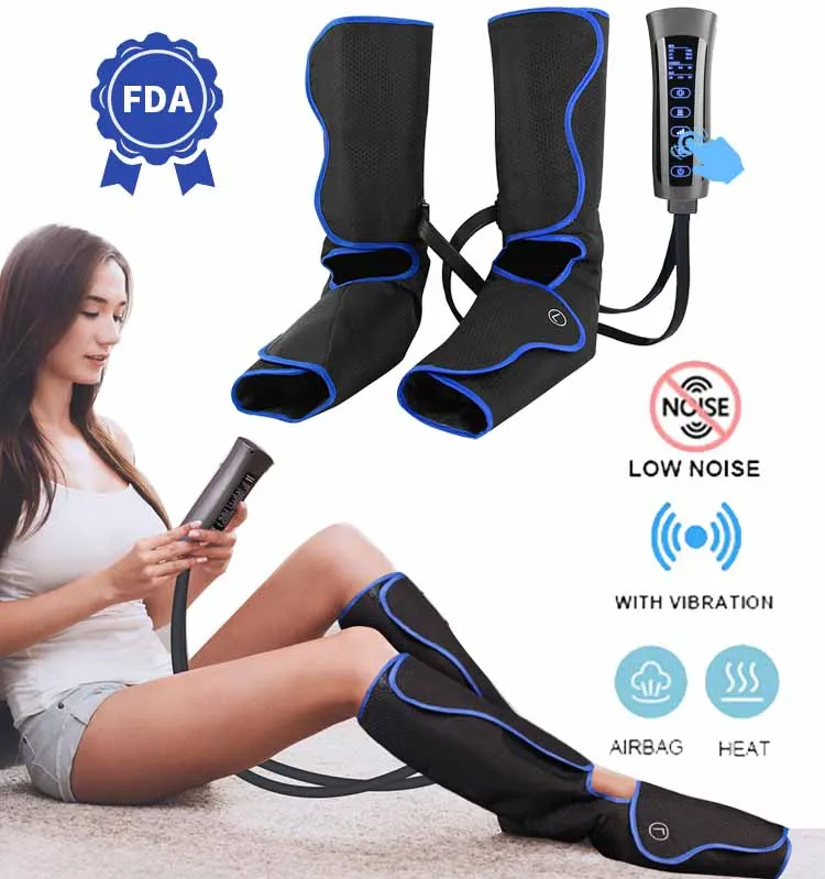 Healthpal Oem Odm Lcd Screen  3 Intensity Levels And 6 Modes Full Leg Foot Air Compression Leg Massager Machine With Heat