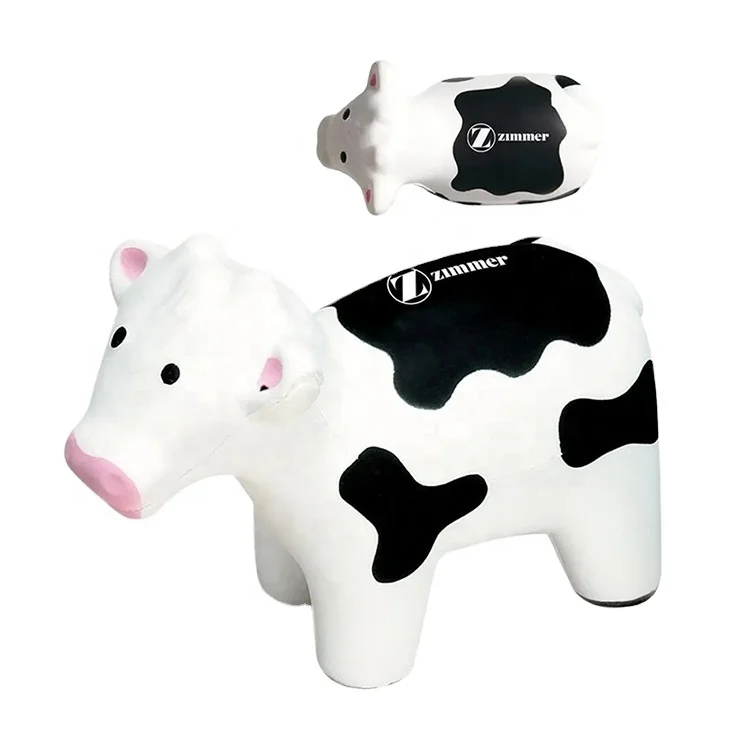 Custom Logo PU Stress Ball Cow Antistress Reliever Squeeze dairy cow animal shape stress ball