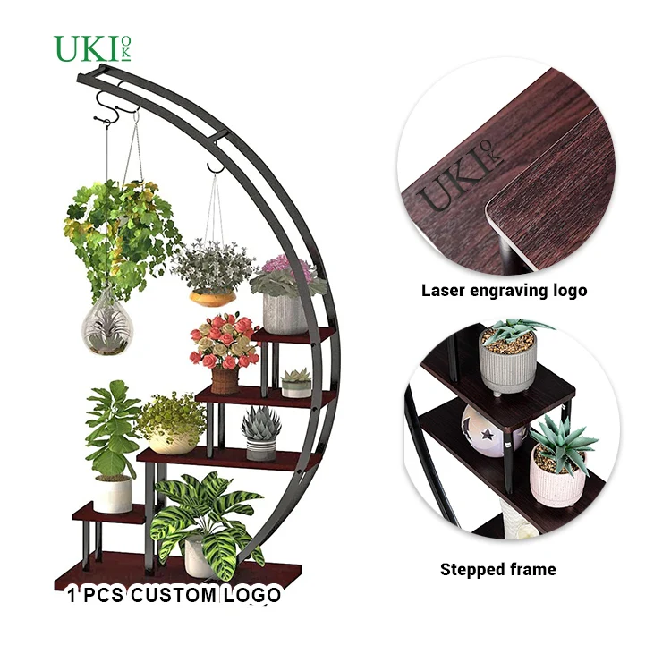 Good quality round multi-storey balcony decorative frame iron  storage flower pot rack stand