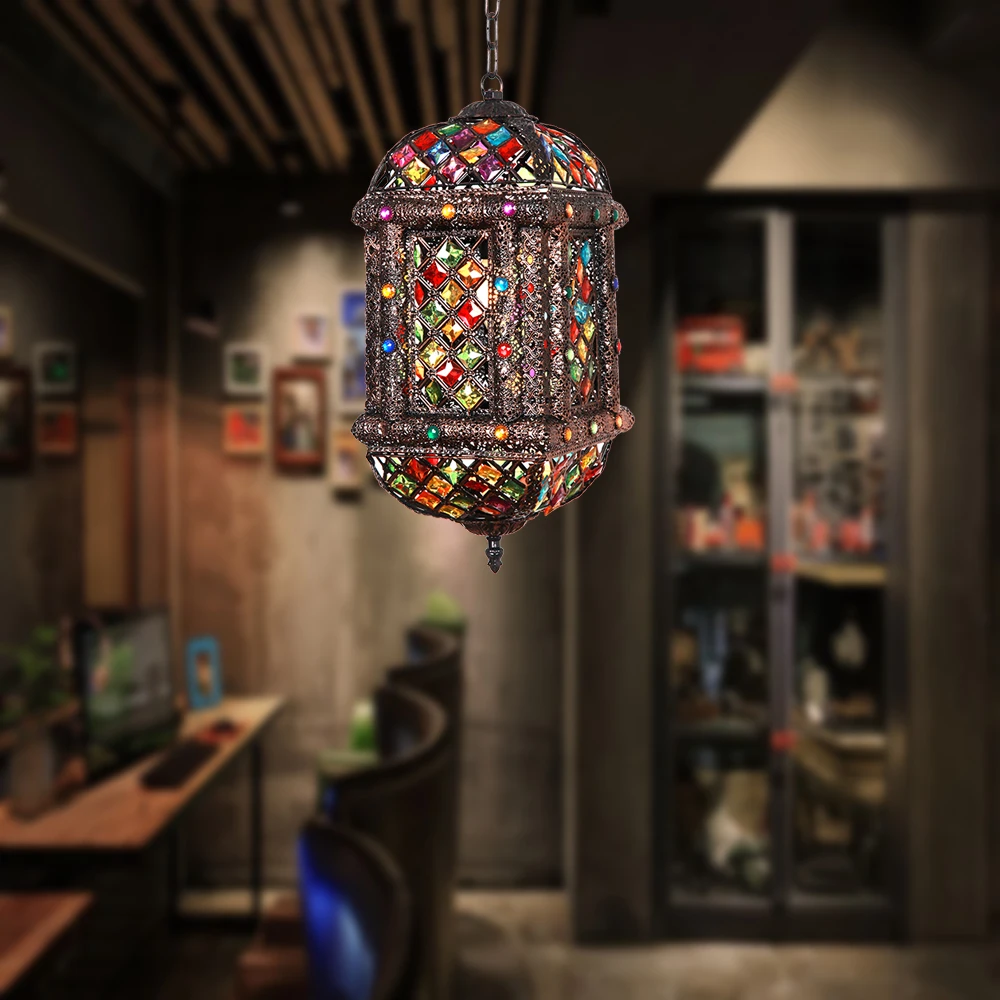 Southeast Asian iron vintage chandelier retro decorative pendant lights for coffee shop turkish moroccan mosaic NS-124010