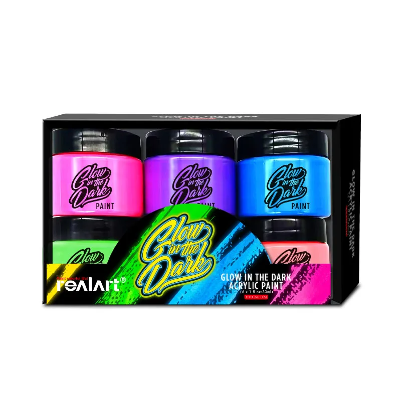 Premium 30ml 6 colors art glow in the dark acrylic paint