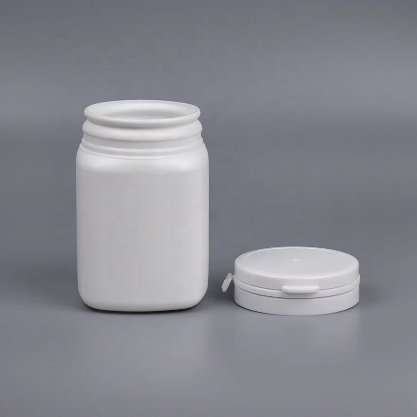 Big bottle 250ml for powder PE square plastic bottle tear pull cap
