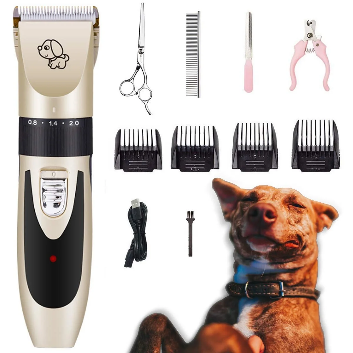 Pet Grooming Kit Professional Pet Hair Trimmer Set Grooming Dog Hair Clipper Trimmer Pet Clipper with Comb Scissor