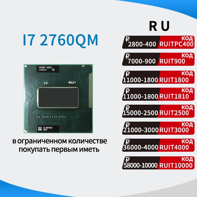 Intel Core i7-2760QM i7 2760QM SR02W 2.6 GHz Quad-Core Eight-Thread CPU Processor 6M 45W Socket G2 / rPGA988B