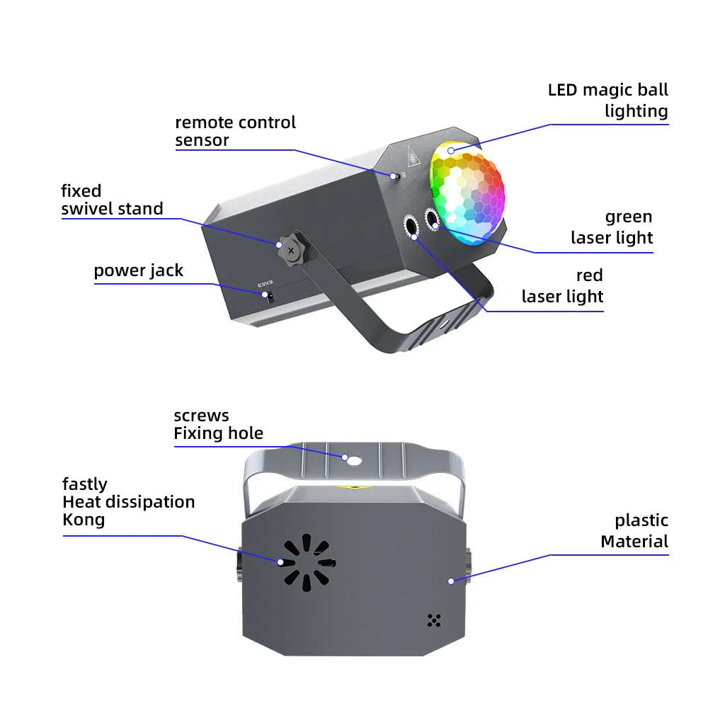 Sound Remote LED Laser Magic Ball Lights Disco Party Stage Lighting Laser Beam Light Projector
