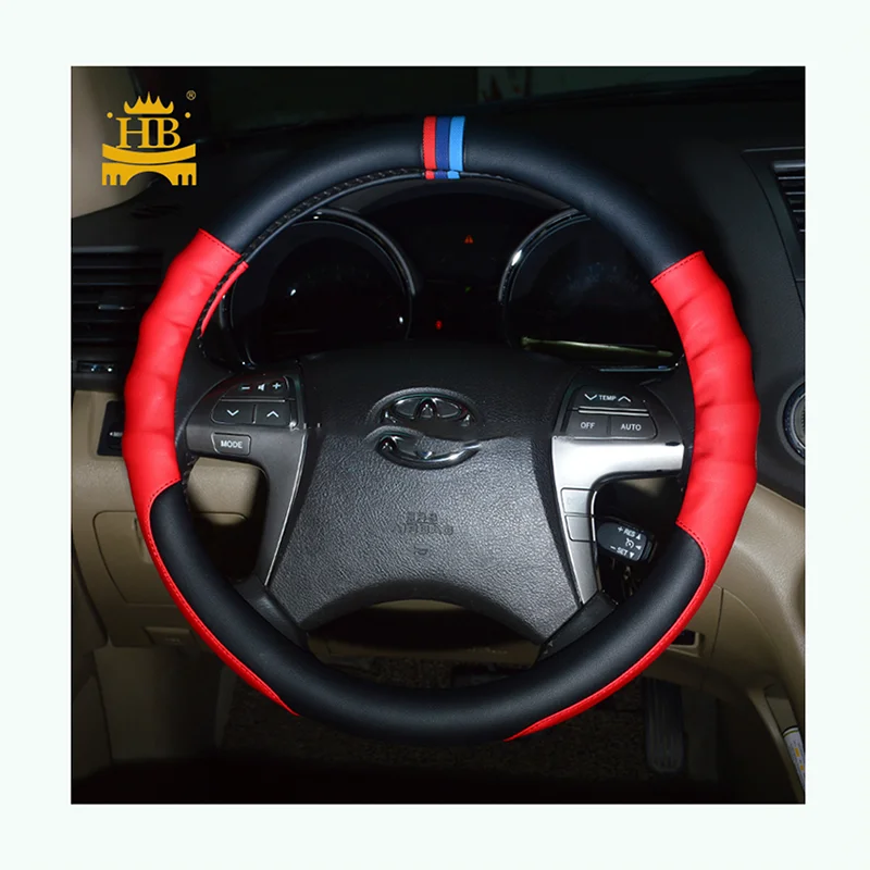 Factory Supply New Design Car Steering Wheel Cover Anti-slip Fiber Leather Material Steering Wheel Cover