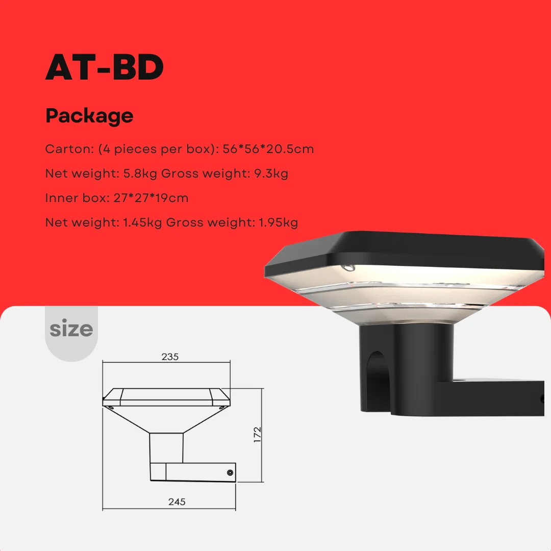 Die-Casting Aluminum Solar Wall Light with 4.5W Panel and 8000mAh Battery Solar garden light Commercial solar light ENAC43400