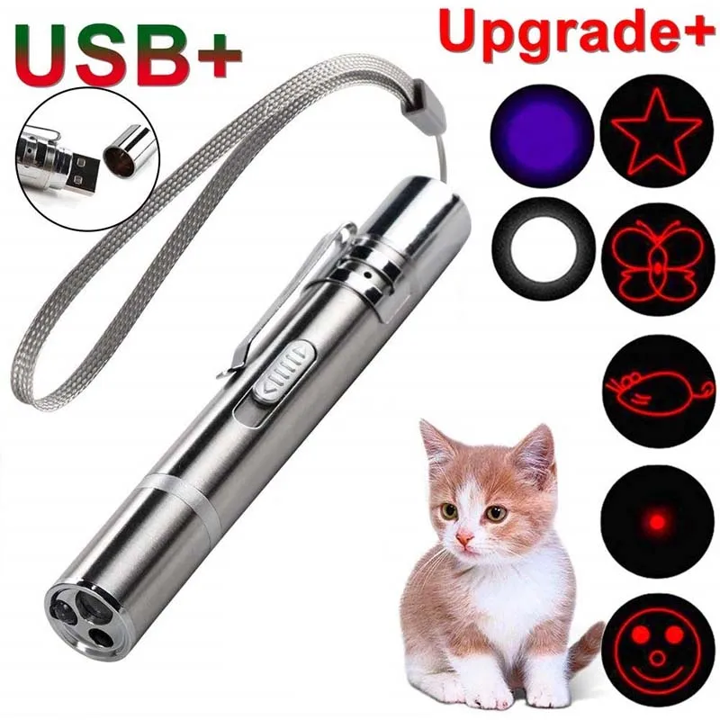 Multicolor Laser Pointer Funny Cat Light Set Portable Pet Products Cat Laser Toy  USB Rechargeable Pet Laser Pointer For Cats