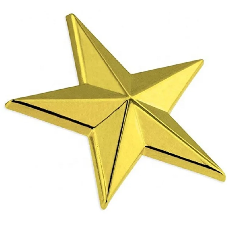 hot selling military 3d gold star lapel pin,metal star pin for clothes,star pin badge