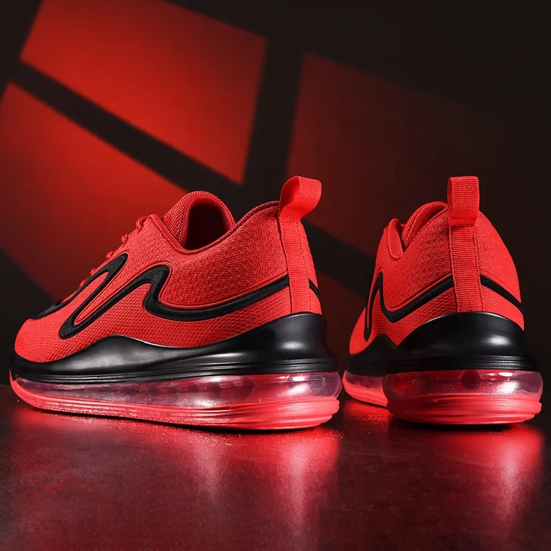 Knit Air Cushion Sport Shoes For Men,2019 Fashion Breathable Red Sneakers,With Fabric Casual Men Running Shoes