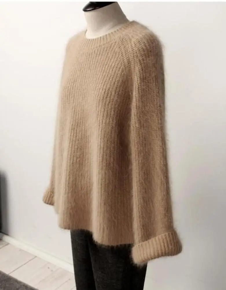 New Design High Quality Custom Jacquard women Angora Mohair Sweater