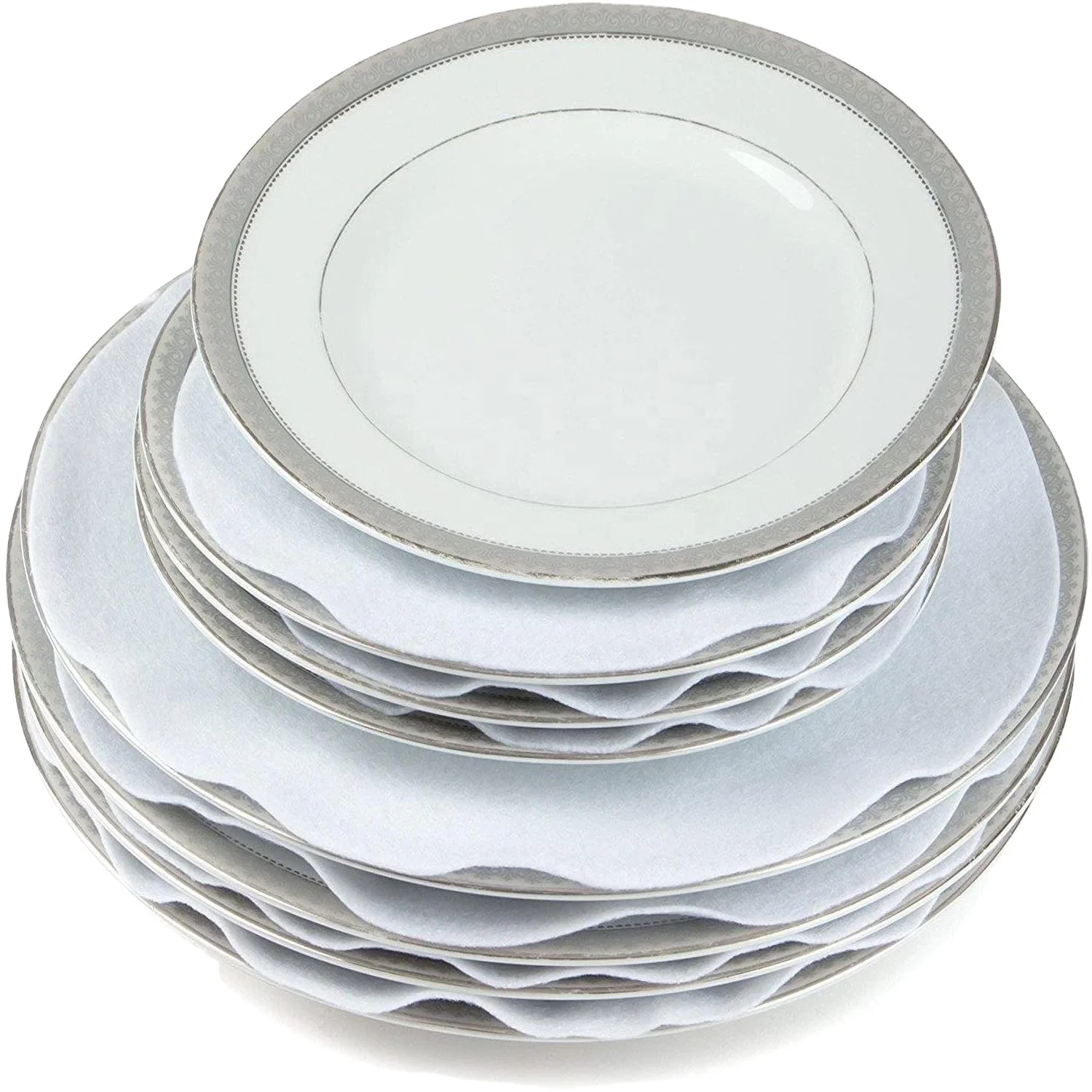 Hot Sale Felt Plate Protectors China Pots and Pans Storage Dividers Round White Thick Premium Soft Set of 48 Factory