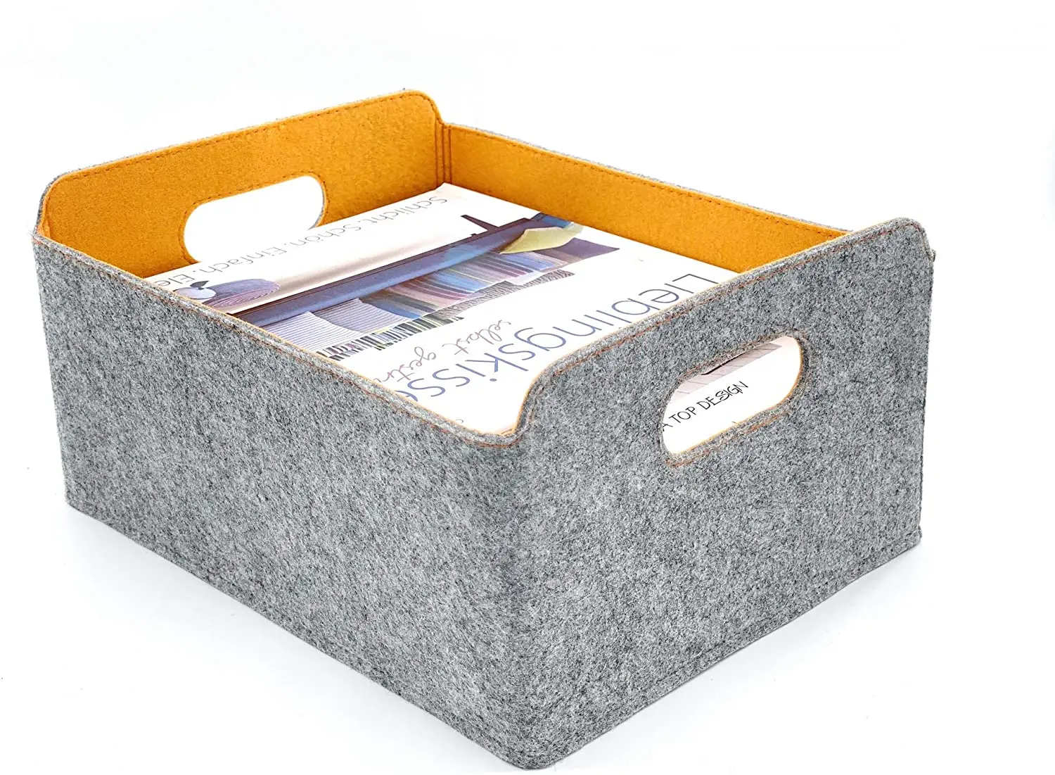 Wholesale hot sale home bedroom woven felt storage basket boxes with handle