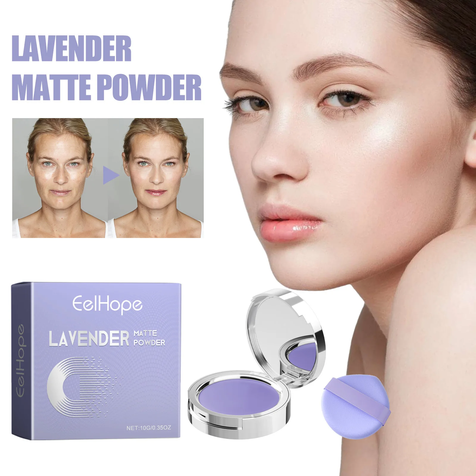 Hot sales matte matte light and hard to take off makeup natural and lasting powder lavender Finishing Powder