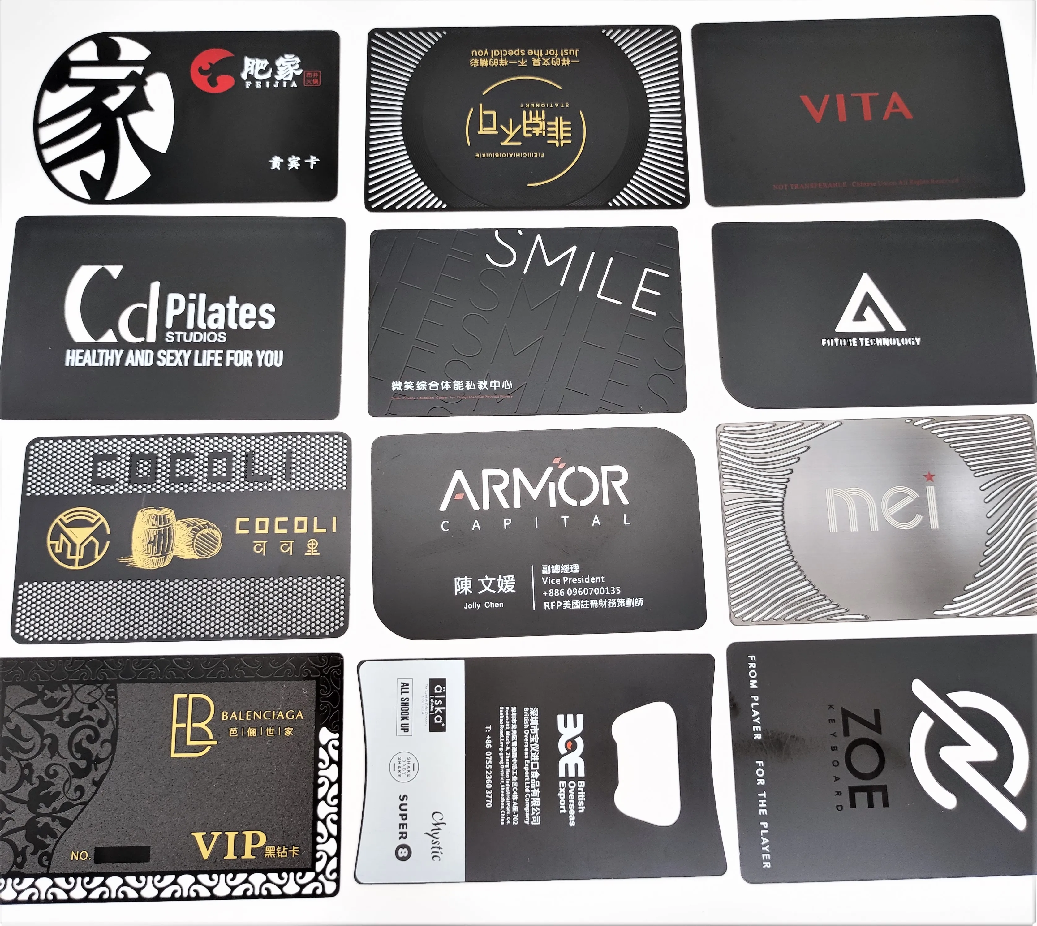 Custom Cheap Stainless Steel Laser Engraving Cut Metal Blank Credit Card Black Card Metal Business Cards