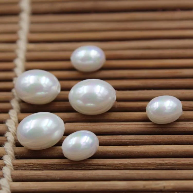 Natural Oval Shell Shaped Pearl DIY Half Hole Egg Shaped Pearl Accessories Jewelry Accessories Wholesale