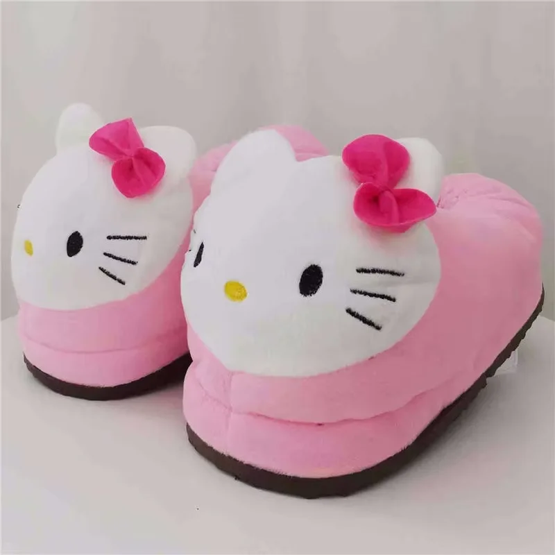 Cute KT Cat Cotton Winter Female Plush Slippers Indoor Super Thickened Warm slippers