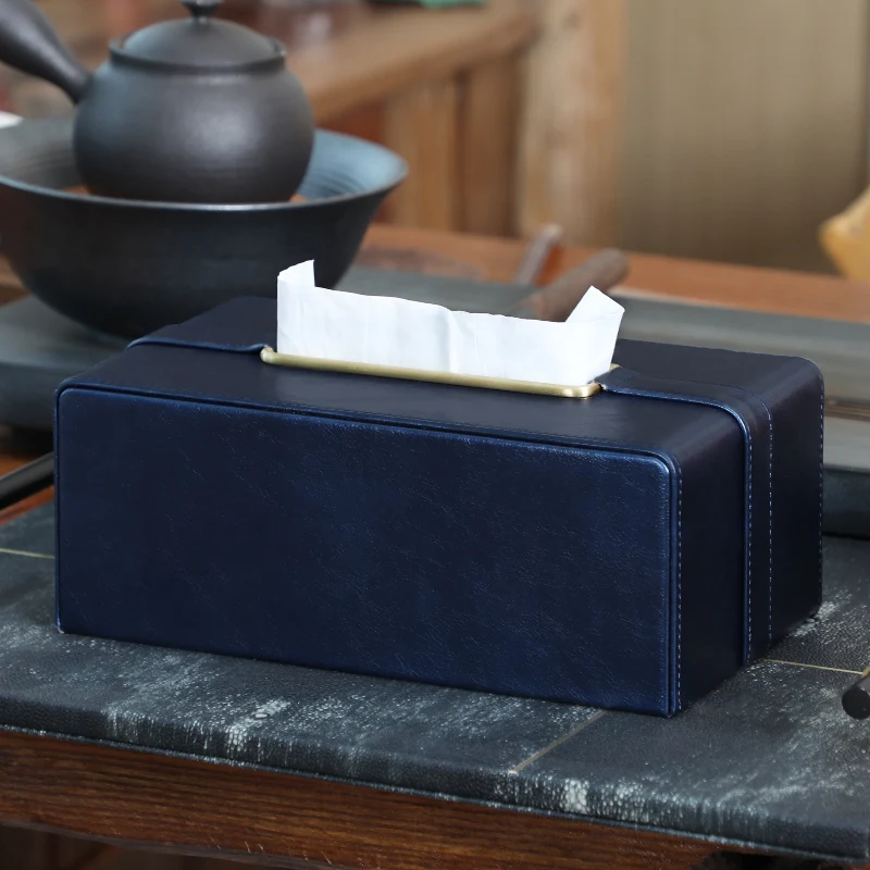 MAVOBO Light Luxury Retro style Decor Hotel Restaurant Metal Tissue Napkin Box Cover Holder with Brass Buckle Tissue Box Cover