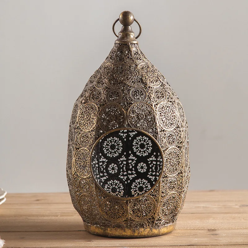 Antique Bohemian Hollow Luxury Candle Holder Wedding Decorative Candlelight Candle Sticks Holder Vintage Brass Candle Holder