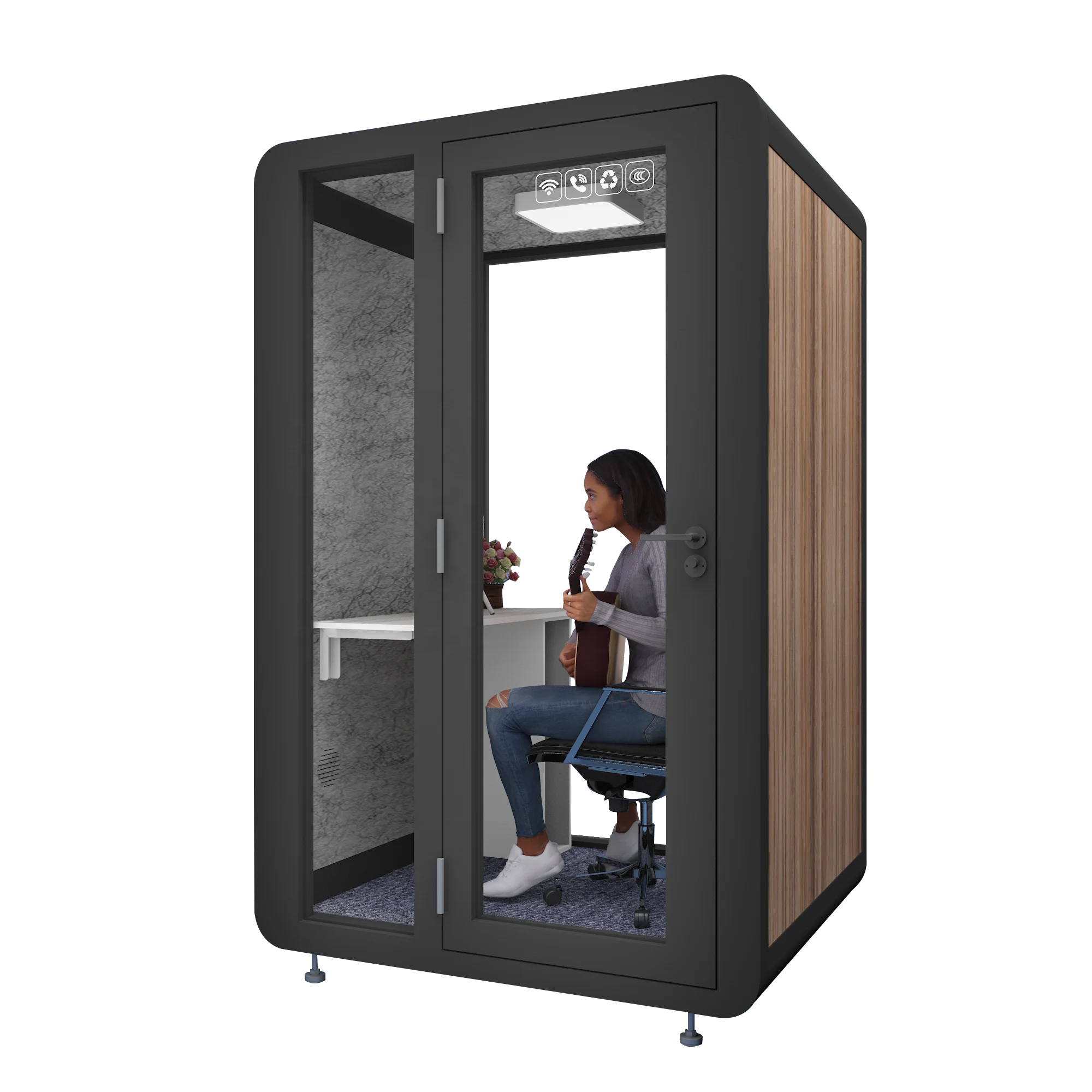 Factory direct sale wooden grain mobile booth recording studio vocal mobile booth portable recording studio