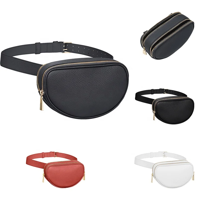 2019 stylish fashion genuine leather fanny pack sport waist bum bag for women and men