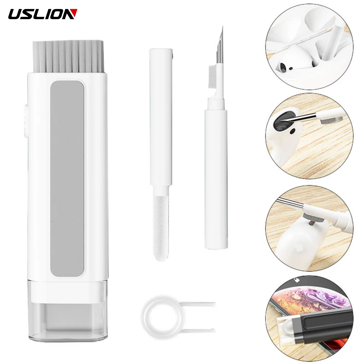 USLION 6 in 1 Headset Cleaning Pens Portable Earphones Computer Keyboard Cleaning Set Multifunctional Cleaning Tools