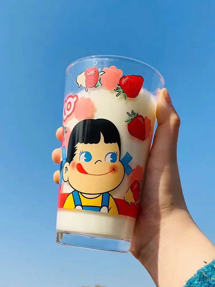 Girls Heart Milk Straw Glass Cup No Two Beverages Juice Cup Cartoon Picture with Lid Coffee Cup