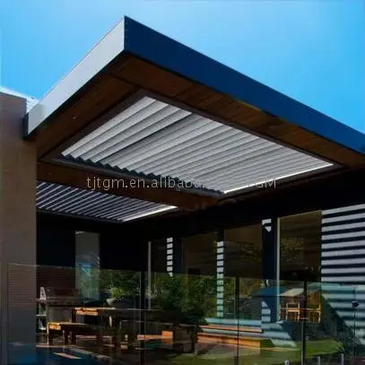 
Luxury Garden Patio Aluminum Pergola Pavilion Gazebo with Retractable Canopy Shades car parking tent 
