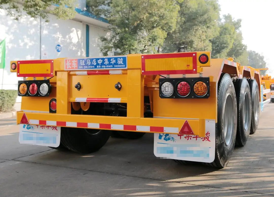 China Factory CIMC 3 axles 20 foot goose neck skeleton truck Container transport semi-trailer for Sale
