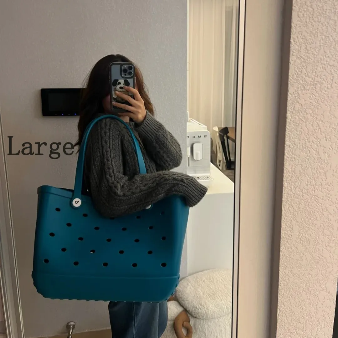 FENGJIU New Design Portable Summer Waterproof Eva Beach Bitty Bog Bag Rubber Beach Handbags Silicone Small Bog Baby Bag Rubber Silicone Bagg