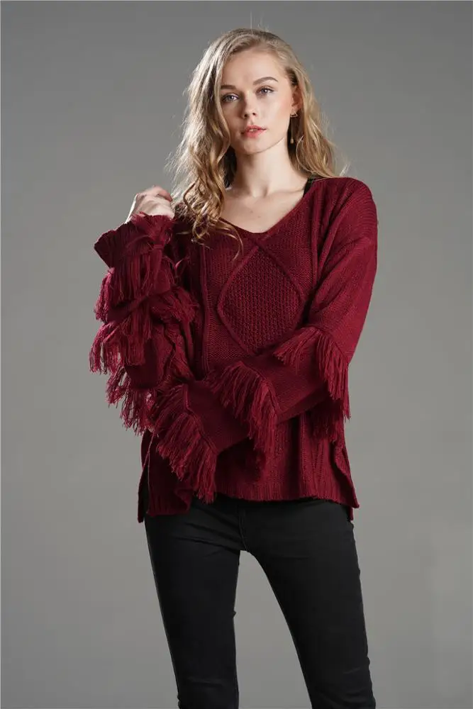 
ins Fashion Fancy Sweaters for Women Amazon Hot Sale Tassel Pullover Women Over sized Thick Sweater Women 