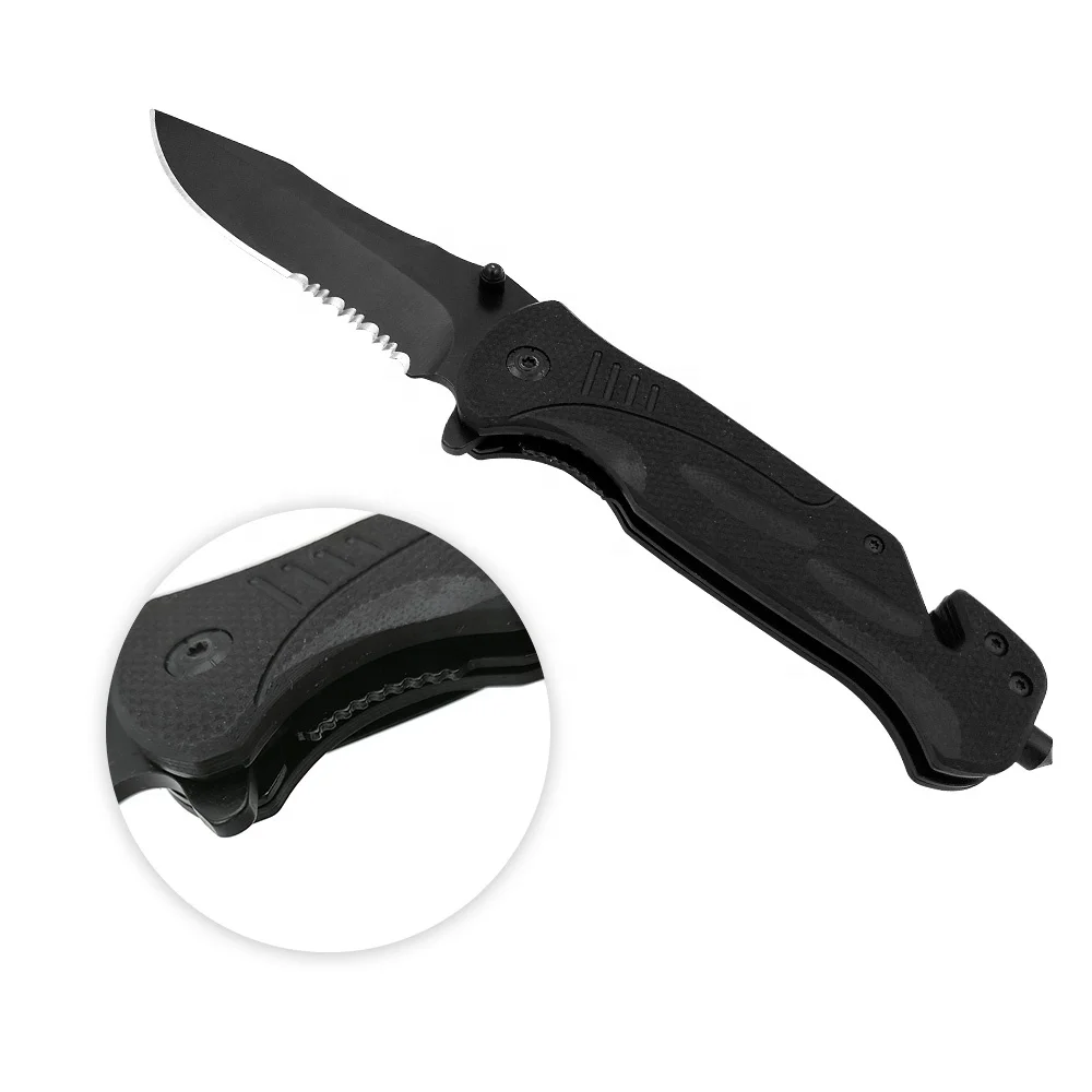 
Spot black portable multifunctional G10 folding knife outdoor tactical camping knife 