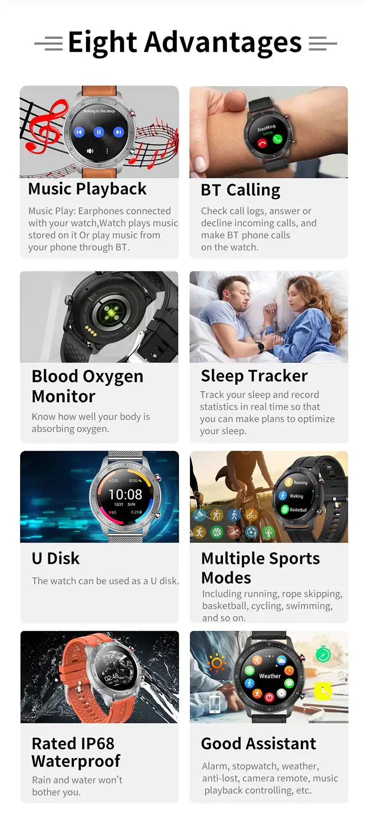 2022 Full Touch Round Screen M13 Smart Watch 256M Memory Store Music Reloj  BT call smartwatch