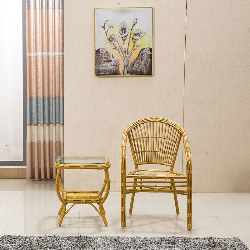 Hot summer cool rattan bamboo beautiful solid durable table and chair set
