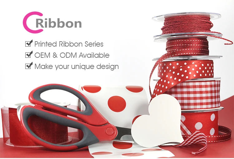 Ribbon custom LOGO bronzing printing floral ribbon cake box flower packaging ribbon and puff printed logo red jewelry gift box